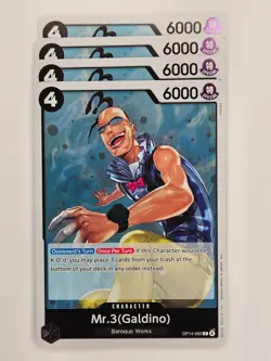 One Piece - 4x OP14-092 Mr.3(Galdino) - Rare - Image 1