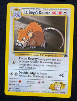 Pokemon TCG Lt. Surge's Raticate Gym Challenge Card 53/132 Regular LP - Image 1
