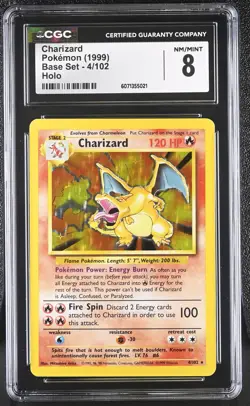 CGC 8 Charizard 1999 Base Set 4/102 Holo Pokemon Card - Image 1