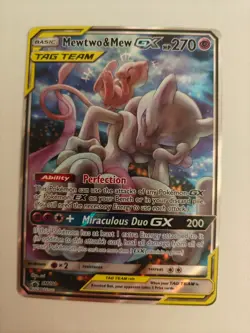 Mewtwo & Mew GX SM191 Sm Holo Pokemon Card (Includes hard shell sleeving) - Image 1