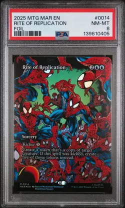 Rite of Replication Borderless FOIL PSA 8 Marvel Spiderman MTG MAGIC - Image 1
