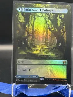 MTG - Barkchannel Tidechannel Pathway Land (Borderless) Kaldheim Foil NM - Image 1