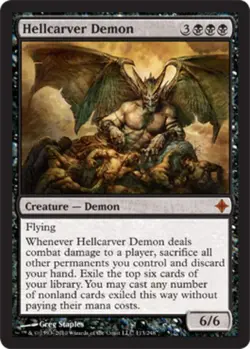 MTG Hellcarver Demon, Rise of the Eldrazi, Heavily Played, English - Image 1