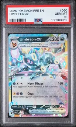 2025 Pokemon Prismatic Evolutions Umbreon EX Double Rare Tera #60 PSA 10 - Image 1