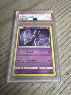 2019 POKEMON SUN & MOON DETECTIVE PIKACHU #12 MEWTWO-HOLO PSA 9 - Image 1