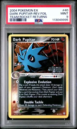 POKEMON EX TEAM ROCKET RETURNS DARK PUPITAR #40 REVERSE PSA 9 MINT #113049995 - Image 1