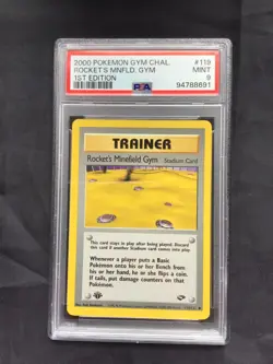 Pokemon Gym Challenge 1st Edition Uncommon: Rocket's Minefield Gym 119/132 PSA 9 - Image 1