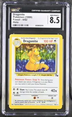 1999 Pokemon Fossil Holo #4 Dragonite CGC 8.5 NM MINT+ 4/62 - Image 4