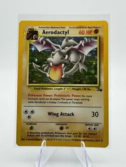 Pokemon TCG Aerodactyl 1/62 Fossil Holo Rare Unlimited Vintage WOTC 1999 - Image 1