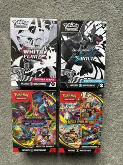 ✅ Pokemon Black Bolt, White Flare , Mega Evolutions, Phantasmal 4 Pack Bundle✅ - Image 1