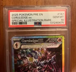 2025 POKEMON PRISMATIC EVOLUTIONS SPECIAL ILLUSTRATION RARE CERULEDGE EX PSA 10 - Image 2