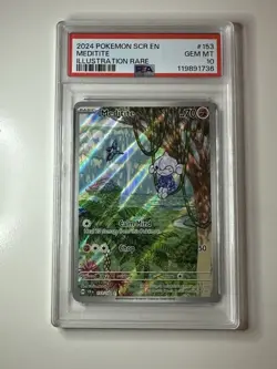 Pokemon TCG Meditite Full Art Illustration Rare 153/142 Stellar Crown PSA 10 - Image 1