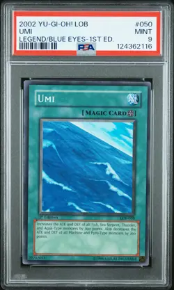 2002 YU-GI-OH! LOB-LEGEND OF BLUE EYES WHITE DRAGON 1ST ED #050 UMI PSA 9 - Image 1