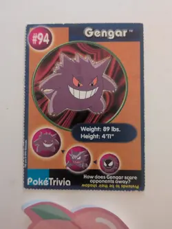 Gengar #94 Burger King PokeTrivia Pokemon Card Perforated LP Condition - Image 2