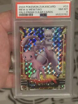 Mew & Mewtwo No. 03 Holo Prism Zukan Clear Cards Japanese 2004 PSA 8 - Image 1