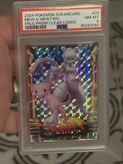 Mew & Mewtwo No. 03 Holo Prism Zukan Clear Cards Japanese 2004 PSA 8 - Image 2