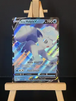 Alolan Vulpix V 033/195 - Silver Tempest - Stamped Holiday Pokemon Card - NM - Image 1
