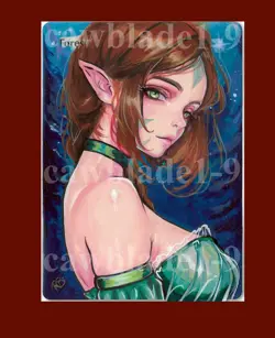 Hand Painted Altered MTG Card, Forest , Anime Girl, by Cawblade - Image 1
