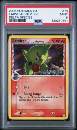 2005 Pokemon EX Delta Species #73 LARVITAR Reverse Stamp Holo PSA 9 Mint - Image 1