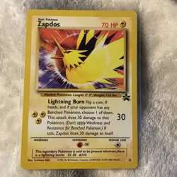 Zapdos Rare Pokemon Card 2000 - Black Star Promo Card 23 Near mint - Image 1