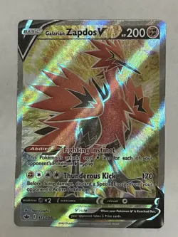 Pokemon Sword & Shield Chilling Reign Zapdos V Full Art Ultra Rare 173/198 - Image 1