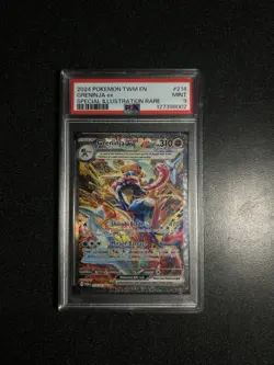 Pokemon TCG Greninja EX Twilight Masquerade Card 214/167 PSA 9 Mint Full Art - Image 1