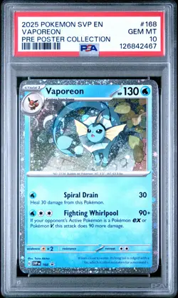 2025 POKEMON SVP EN-SV BLACK STAR PROMO #168 VAPOREON PSA 10 - Image 1