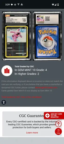 (POP 4) CGC 10 GEM MINT Granbull 39/106 Great Encounters Reverse Holo Pokemon - Image 4
