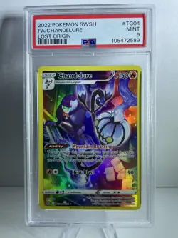 2022 POKEMON SWORD & SHIELD LOST ORIGIN TG04 FULL ART/CHANDELURE PSA 9 - Image 1