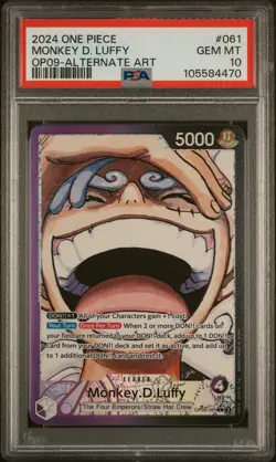 2024 ONE PIECE OP09-EMPERORS IN THE NEW WORLD ALT ART MONKEY D. LUFFY PSA 10 - Image 1
