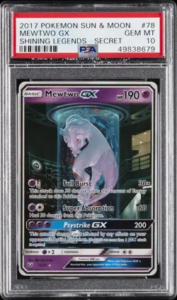 2017 POKEMON SUN & MOON SHINING LEGENDS SECRET #78 MEWTWO GX PSA 10 - Image 1
