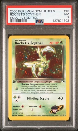 2000 Pokemon Gym Heroes Rocket's Scyther 13/132 Holo 1st Edition PSA 7 - Image 1