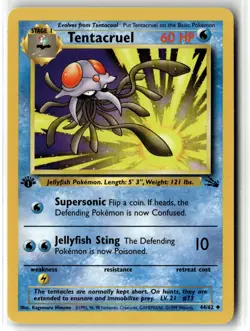 Tentacruel ⭐ 44/62 1st Edition Uncommon Fossil 1999 Pokemon LP - Image 1