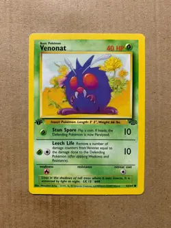 1st Edition Venonat 63/64 Jungle Set - Common Pokemon Card - NM/Mint - Image 1
