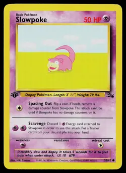 Pokemon Card - Slowpoke Fossil 55/62 Common 1st Edition - Image 1
