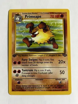 Pokemon PRIMEAPE Card 43/64 English 1st Edition Uncommon NM JUNGLE Regular - Image 1