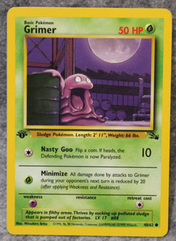 1st Edition Grimer 48/62 Fossil Common Pokemon Card - LP - Image 1