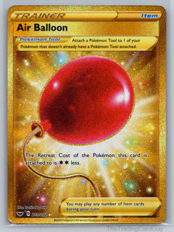 Pokemon TCG Sword & Shield Base Air Balloon Card 213/202 Secret Rare Gold LP - Image 1