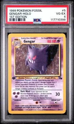 PSA 4 - 1999 Pokemon Fossil 1st Edition GENGAR HOLO #5 (0398) - Image 1