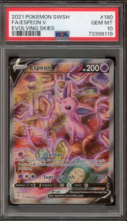 Pokemon Espeon V Evolving Skies Full Alt Art #180 PSA 10 Gem Mint - Image 1