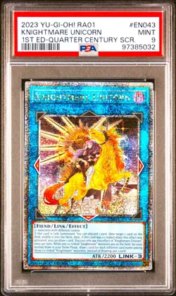 Yugioh PSA 9 Knightmare Unicorn Alt Art Quarter Century RARE 25th RC02-EN043 - Image 1