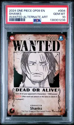 One Piece Shanks Wanted OP09-004 Emperors in the New World PSA 10 - Image 1