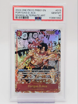 PORTGAS D. ACE ONE PIECE MANGA ALTERNATE ART SUPER RARE #013 PSA 10 - Image 1