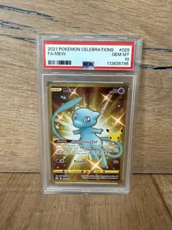 Pokemon Card PSA 10 Mew 025/025 Celebrations Full Art Shiny Gold Rare 25th 2021 - Image 1