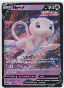 Mew V, 060/159 - Fusion Strike Ultra Rare Psychic Pokemon Card - Image 1