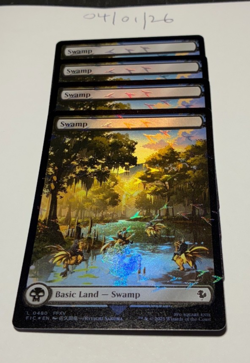Magic the Gathering MTG Swamp Full Art x4 Land Chocobo Track FOIL Cards NM/M - Image 1