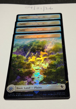 Magic the Gathering MTG Plains Full Art x4 Land Chocobo Track FOIL Cards NM/M - Image 1