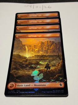Magic the Gathering MTG Mountain Full Art x4 Land Chocobo Track FOIL Cards NM/M - Image 1