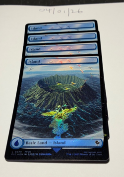Magic the Gathering MTG Island Full Art x4 Land Chocobo Track FOIL Cards NM/M - Image 1