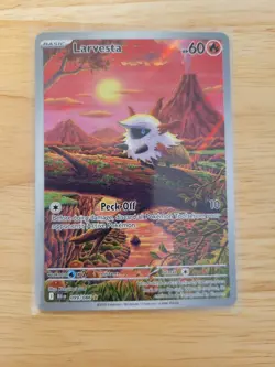 Pokemon Scarlet and Violet Lot of 2 Larvesta Illistration Rares Black Bolt - Image 3